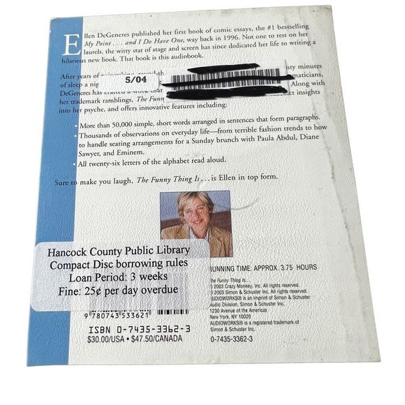 Ellen Degeneres Audiobook‎ The Funny Thing Is Unabridged 3.75 Hours Ex-Library - Picture 2 of 5